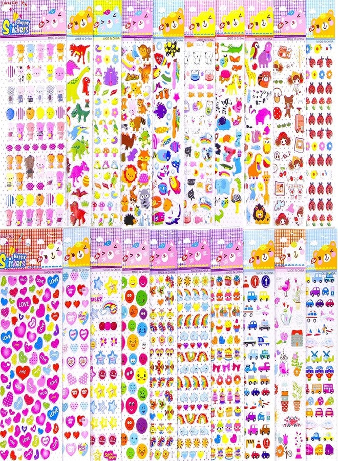 Gifting Square Paper 3D Reusable Self-Adhesive Sticker s For Kids Craft Decoration Diy Variety Pack For Scrapbooking Journal Including Animal,Hearts,Rainbow,Fish,Dinosaurs,Car Etc (10Sheets) - Image 1